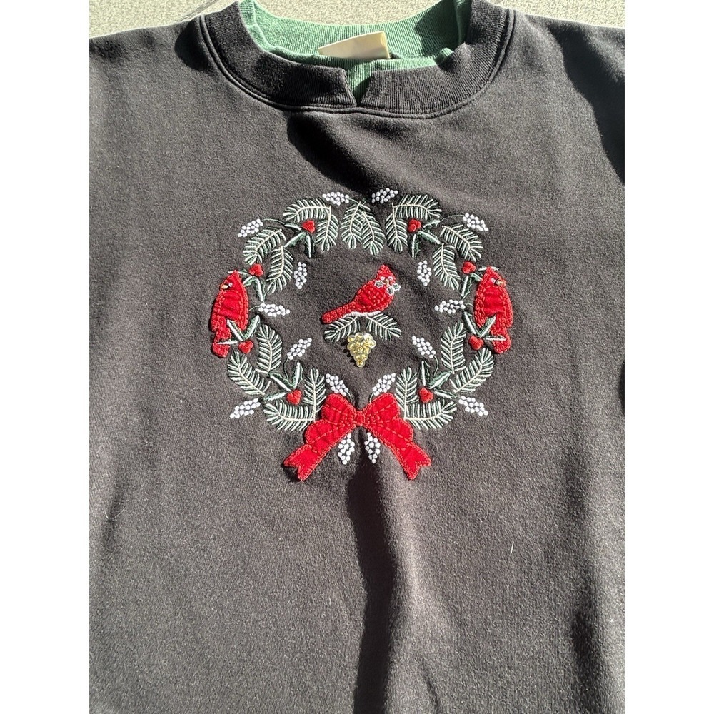 Vintage Holiday Crewneck Sweatshirt Embroidered Size XL Cardinals Christmas